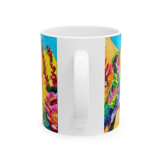 COLORFUL Vibrant Hummingbird Ceramic Mug, (11oz, 15oz)