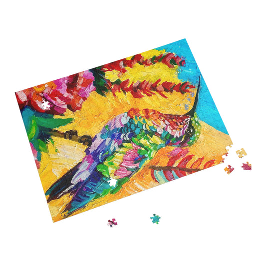 Colorful Hummingbird Puzzle — Vibrant Tropical Bird Jigsaw (96–1000 Pieces)