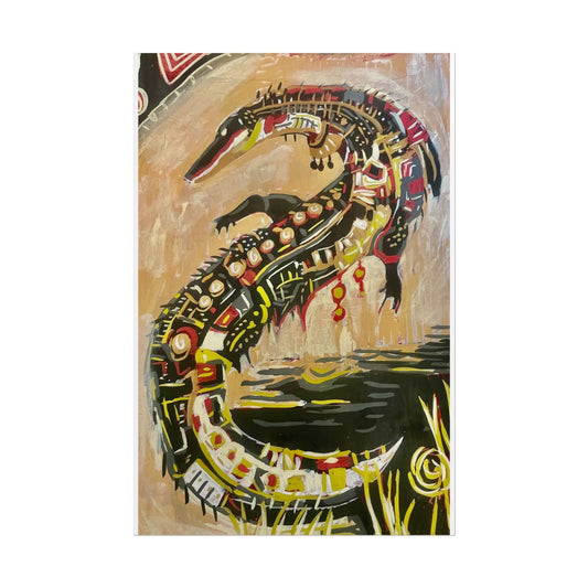 Abstract Croc Art Poster — Bold Tribal Alligator Wall Print (Rolled Poster)