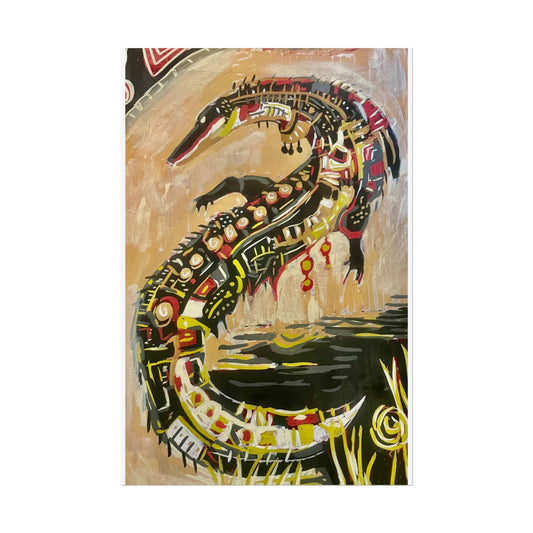 Abstract Croc Art Poster — Bold Tribal Alligator Wall Print (Rolled Poster)